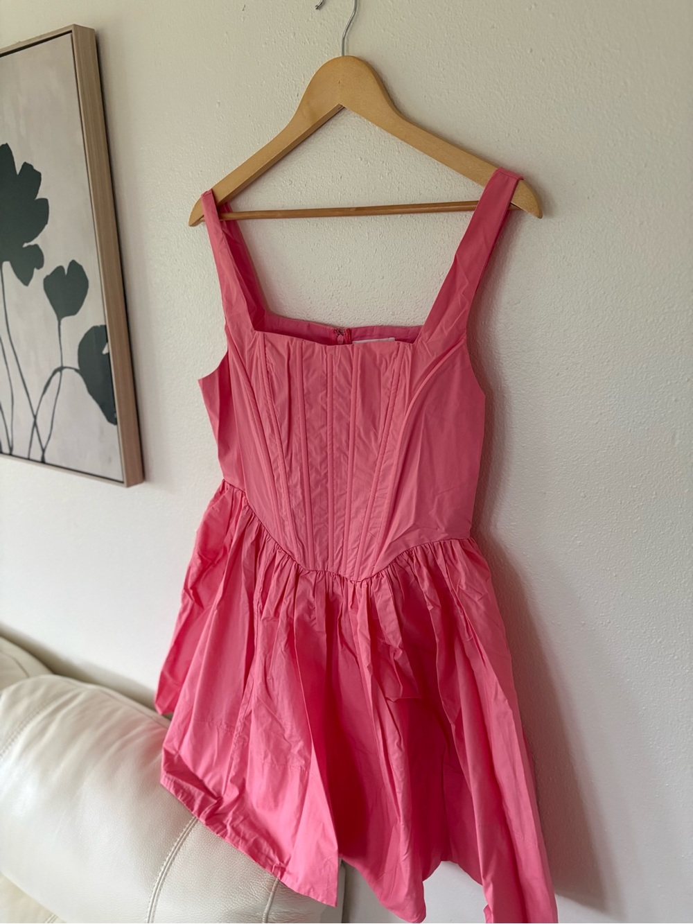 TALULAH Coral Pink Square Neck Fit-and-Flare Mini Dress - Picture 5 of 9